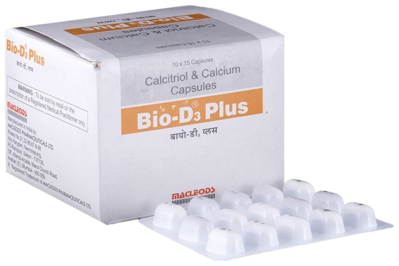 Bio-D3 Plus Calcium & Calcitriol Soft Gelatin Capsule from our pharmacy